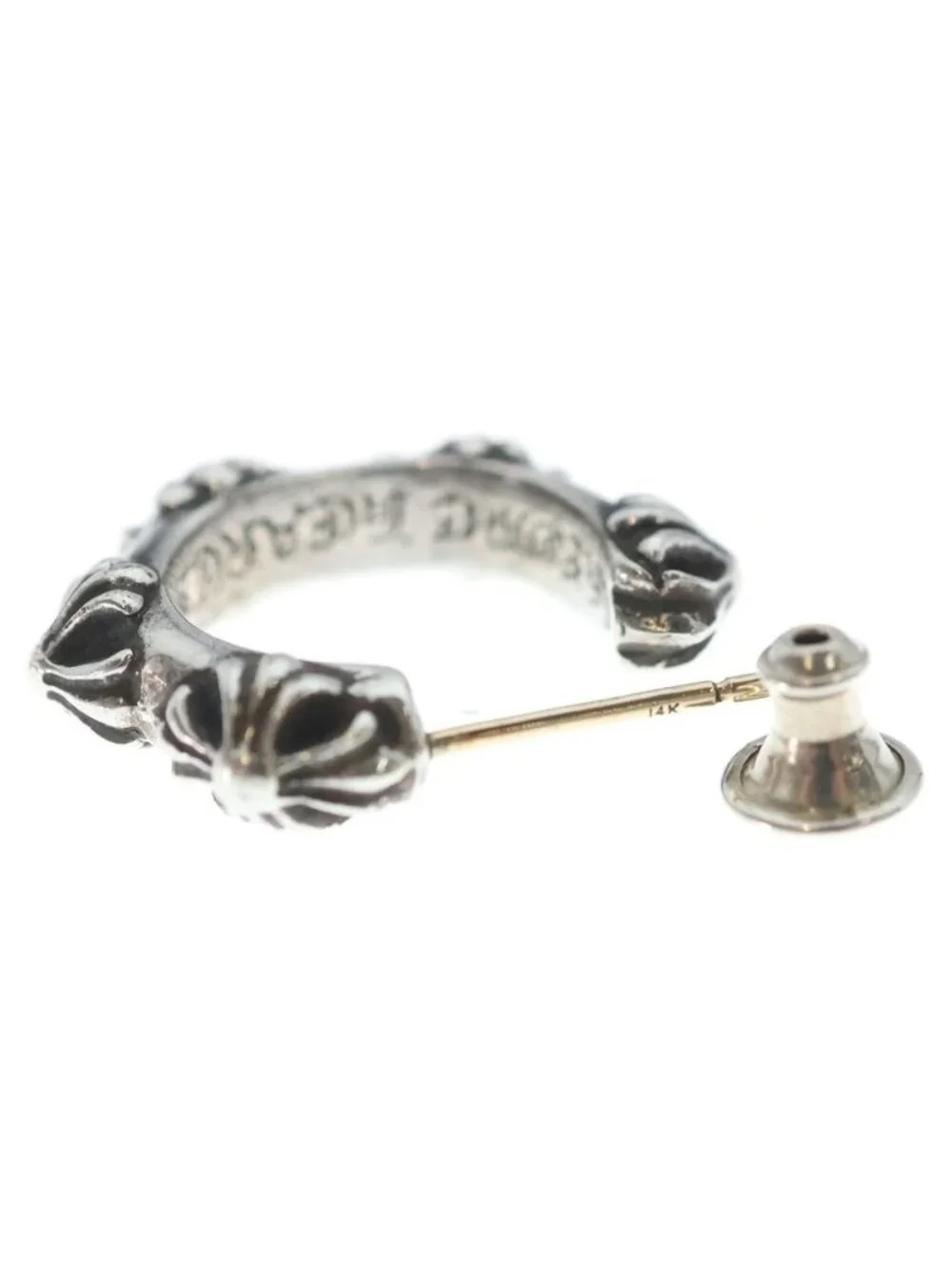 Chrome Hearts Hoop Cross Band Earrings Silver